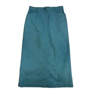 Christopher & Banks Women's 10 Teal Stretch Maxi Denim Skirt Western Cowgirl